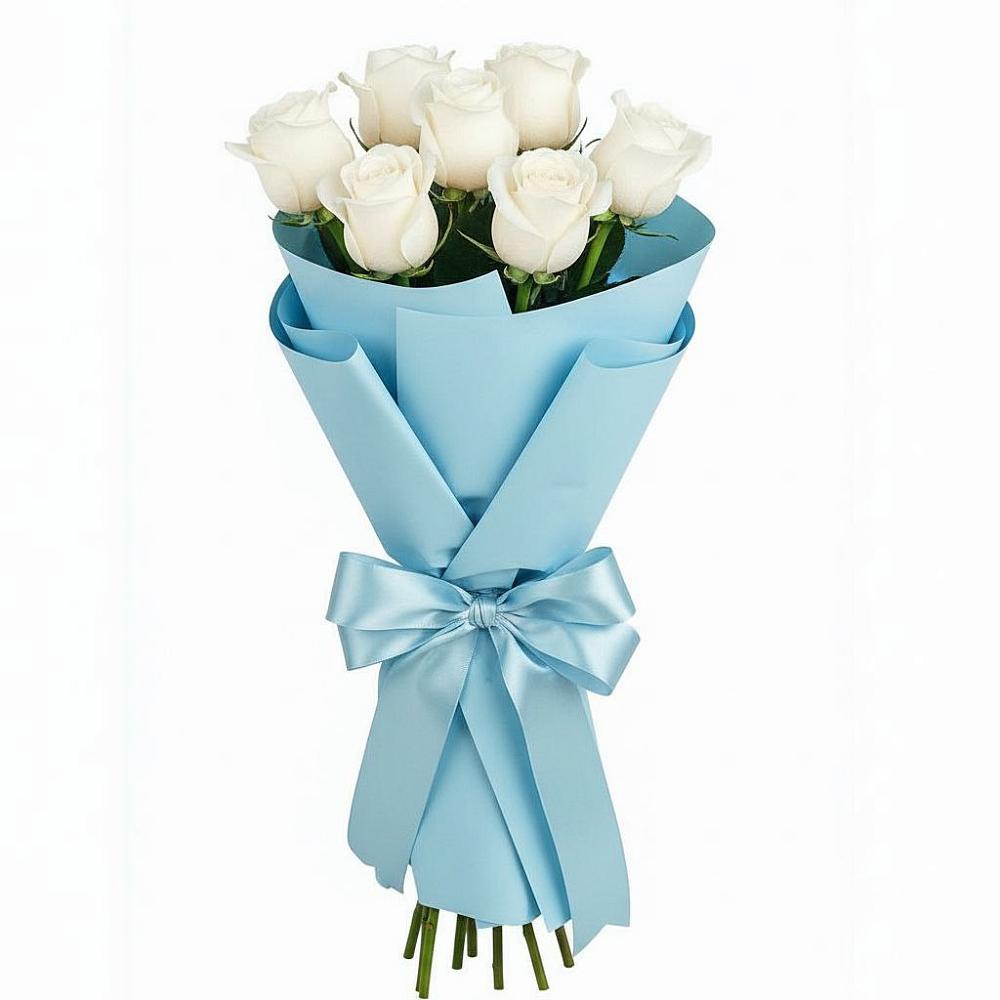 Букет 7 белых роз Проуд в Кашхатау