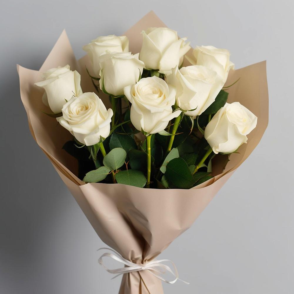 Букет 9 Белых роз Эдлесс Лав в Кашхатау