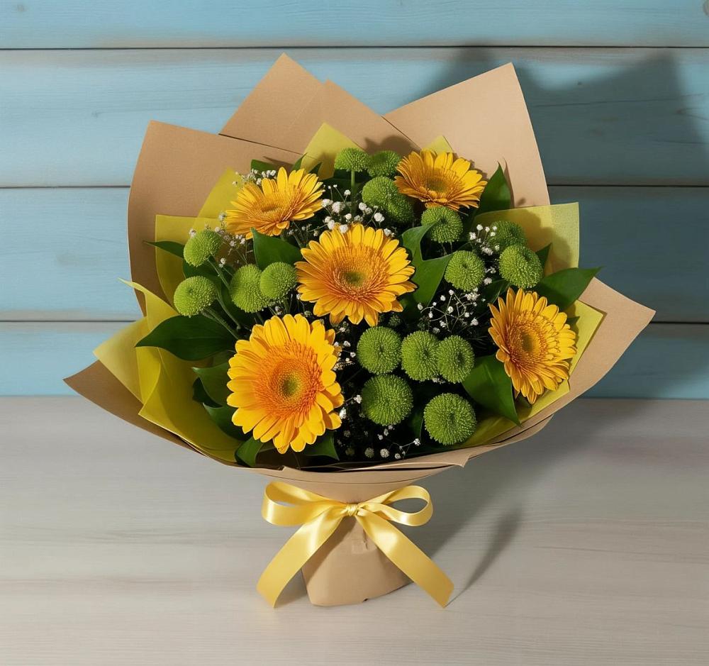 Букет цветов из: Герберы и Хризантемы в Кашхатау