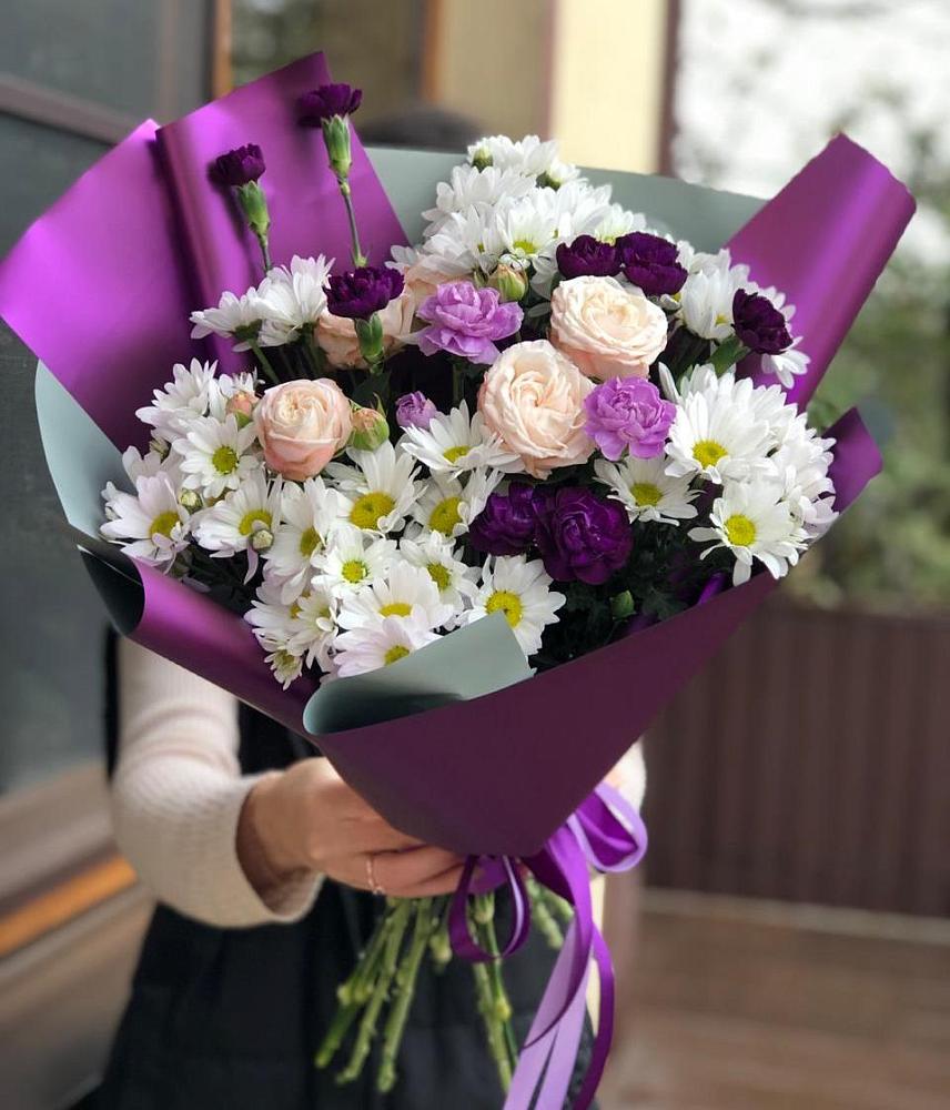 Букет цветов из: Хризантемы, Гвоздики и Розы в Кашхатау