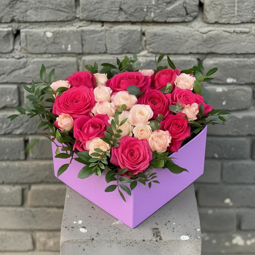 Цветочная композиция из Розы в коробке в Кашхатау