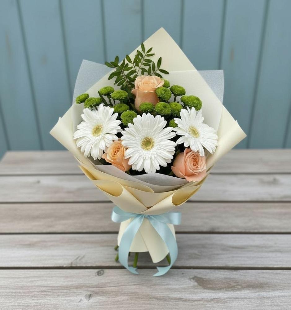 Букет цветов из: Герберы, Розы и Хризантемы в Кашхатау