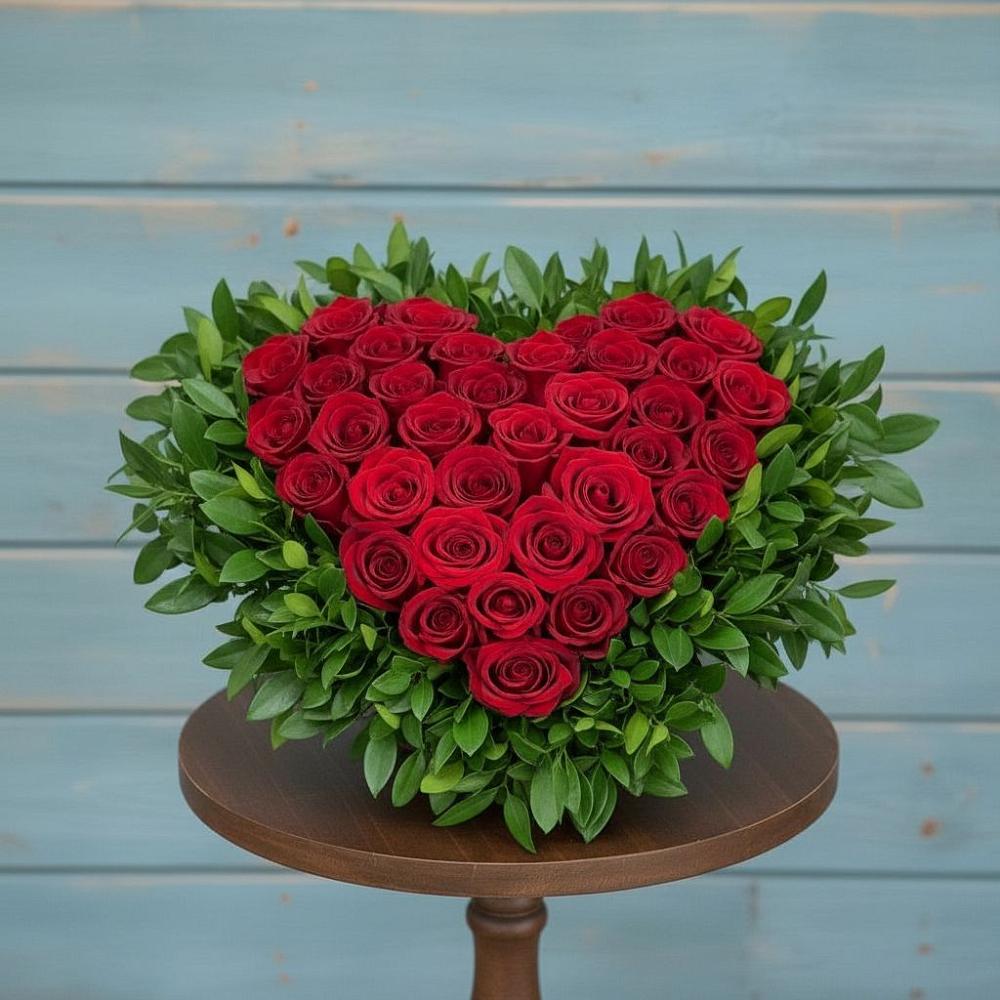 Цветочная композиция из Розы в виде сердца в Кашхатау