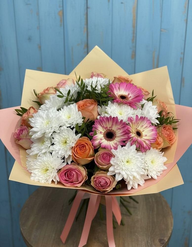 Букет цветов из: Розы, Герберы и Хризантемы в Кашхатау