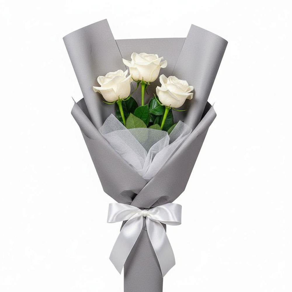 Букет 3 белые розы в Кашхатау