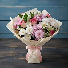 Букет цветов из:  Хризантемы, Альстромерии и Розы в Кашхатау