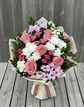Букет цветов из:  Альстромерии, Гвоздики, Розы и Хризантемы #REPLACE_PRED# Кашхатау
