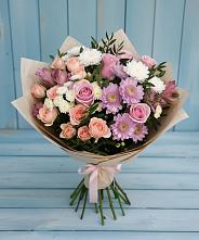 Букет цветов из:  Хризантемы, Розы и Альстромерии в Кашхатау