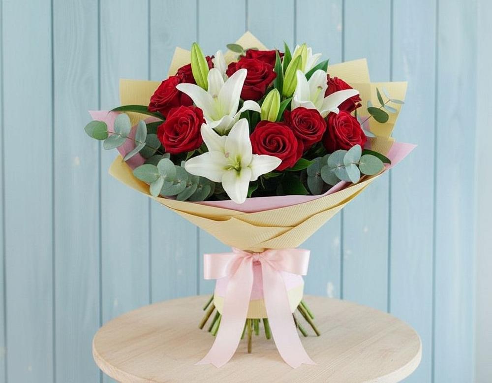 Букет цветов из: Лилии и Розы в Кашхатау
